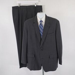 Southwick Wool Gray 2 Piece Suit 44L 39/31 High Rise Flat Front 2 Button Vintage